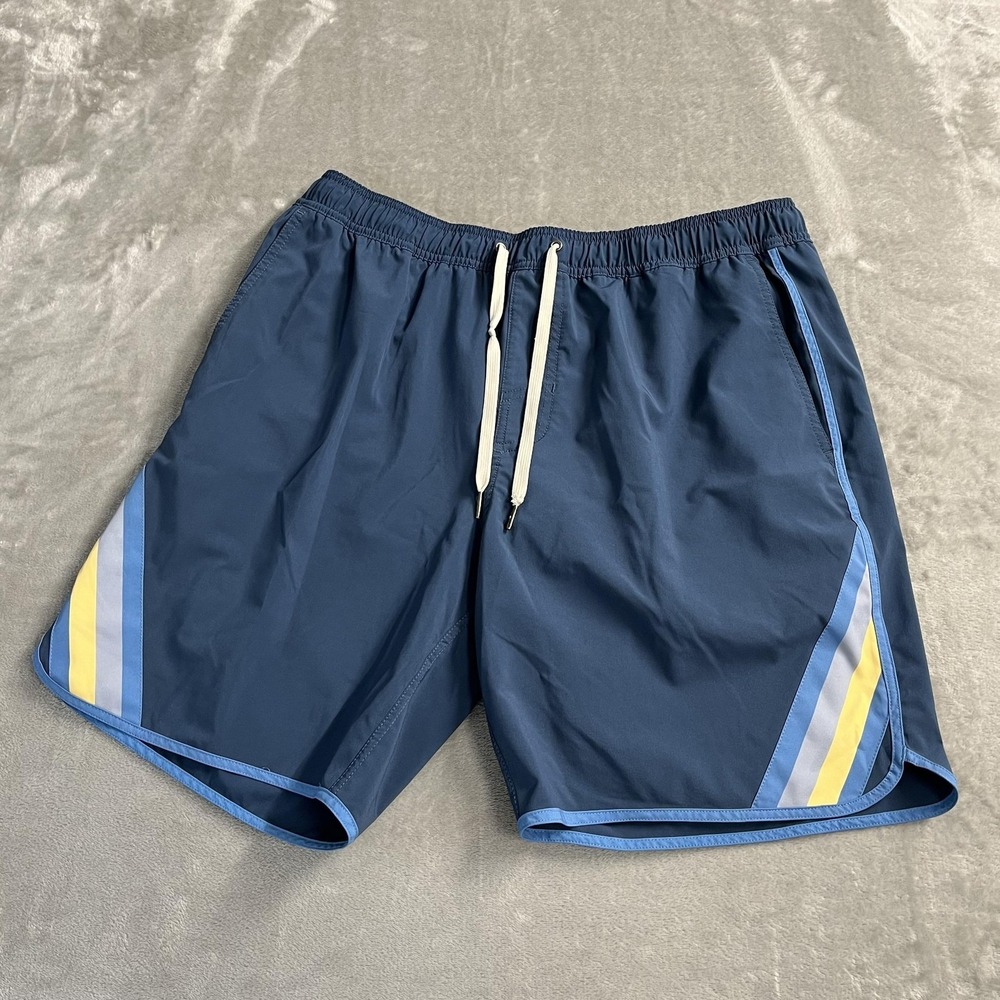 Fair Harbor Shorts Mens XL Blue Striped Swim Trunks Lined Elastic Waist Pockets
